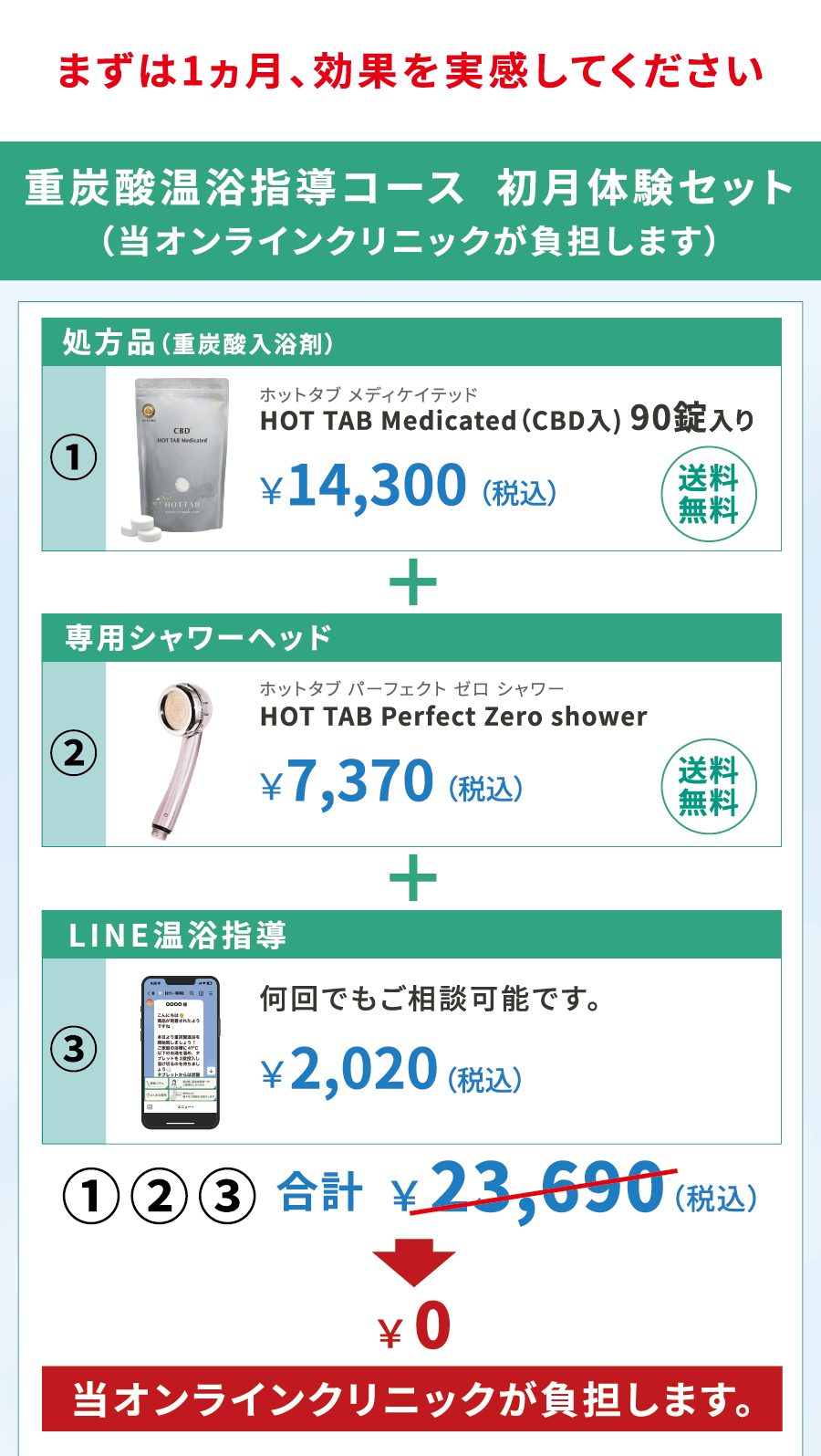 重炭酸温浴指導コース 初月体験セット